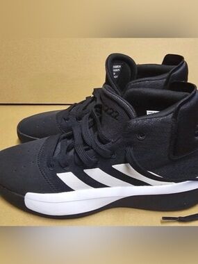 Adidas Black High-Top Sneakers with White Stripes